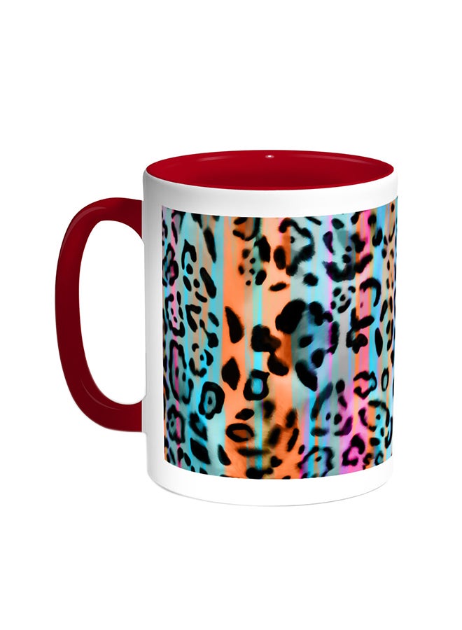 قدح قهوة - جلد الفهد أحمر/أبيض