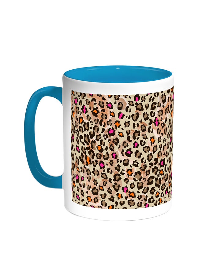 قدح قهوة - جلد الفهد تركواز/أبيض