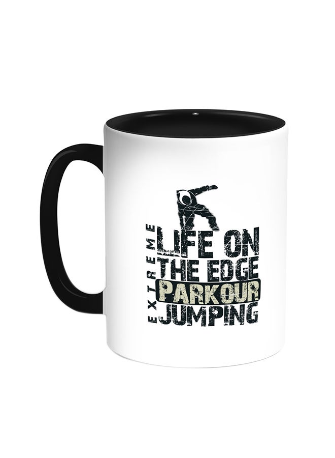 Life On The Edge Jumpin Printed Coffee Mug Black/White