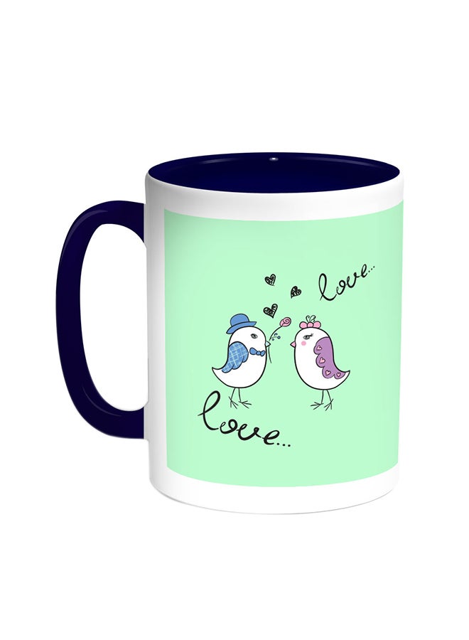 Love Birds Printed Coffee Mug Blue/White