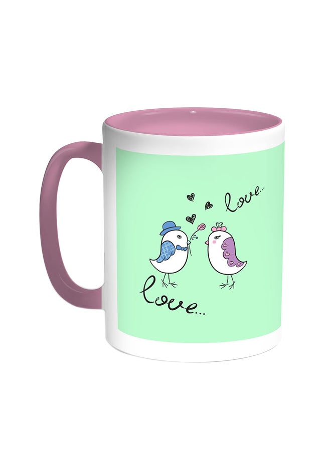 ديكالاك قدح قهوة - لوف بيردز وردي/أبيض