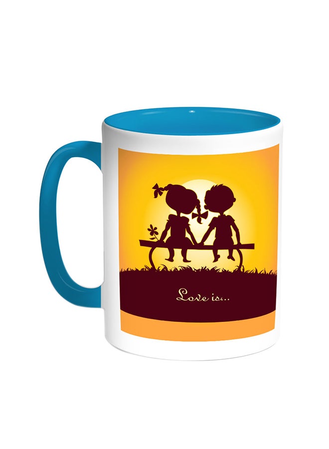 قدح قهوة - لوف إيز تركواز/أبيض