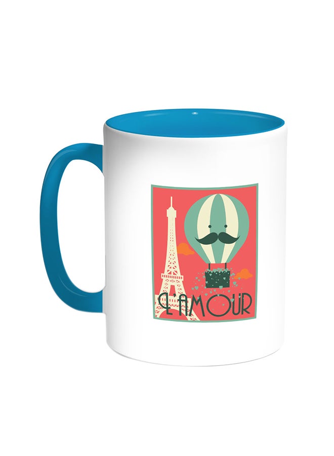 Decalac Love Of Paris Printed Coffee Mug Turquoise/White