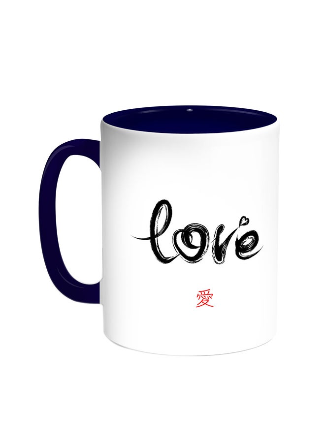 Love Printed Coffee Mug Blue/White