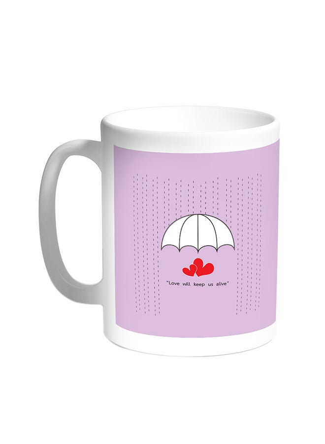 ديكالاك قدح قهوة مطبوع بعبارة Love Will Keep Us Alive أبيض
