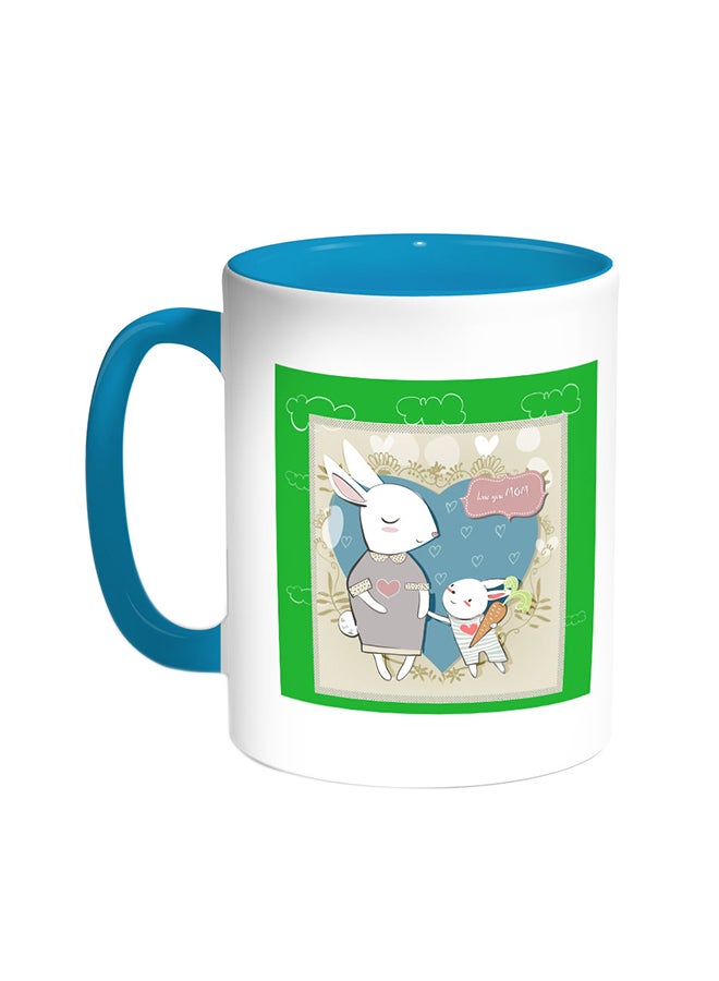 قدح قهوة - لوف يو مام تركواز/أبيض