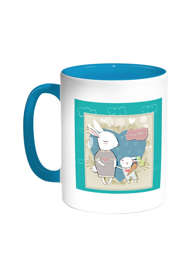 Love You Mom Printed Coffee Mug Turquoise/White