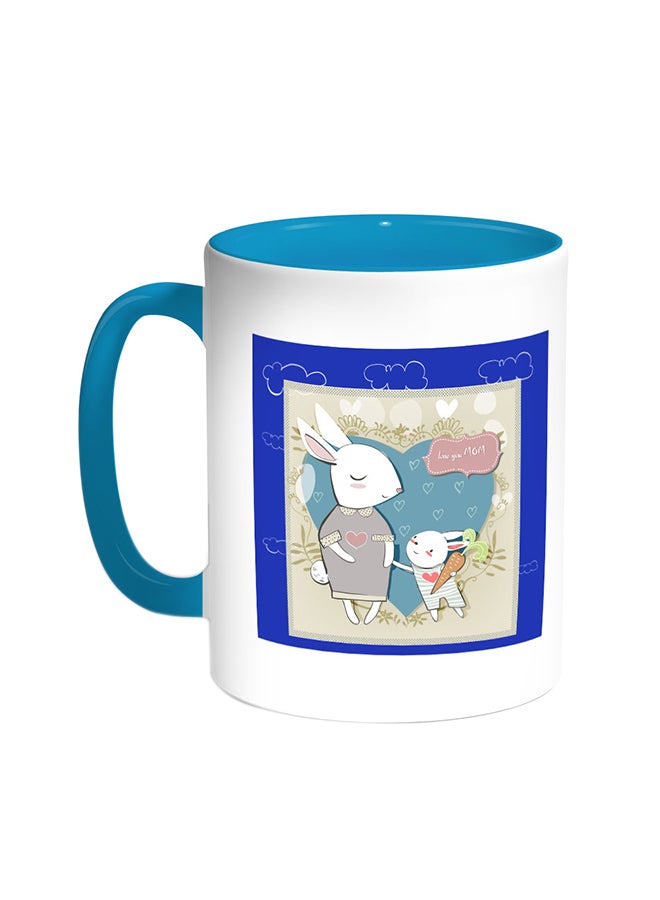 Love You Mom Printed Coffee Mug Turquoise/White