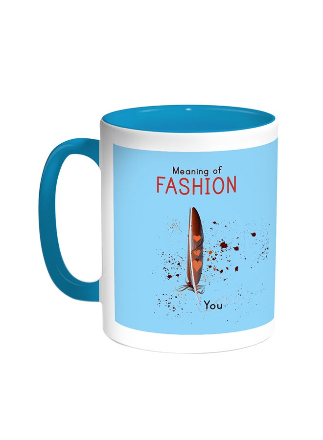 قدح قهوة - مينينج أوف فاشون تركواز/أبيض