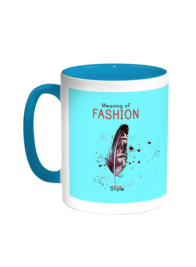 قدح قهوة - مينينج أوف فاشون تركواز/أبيض