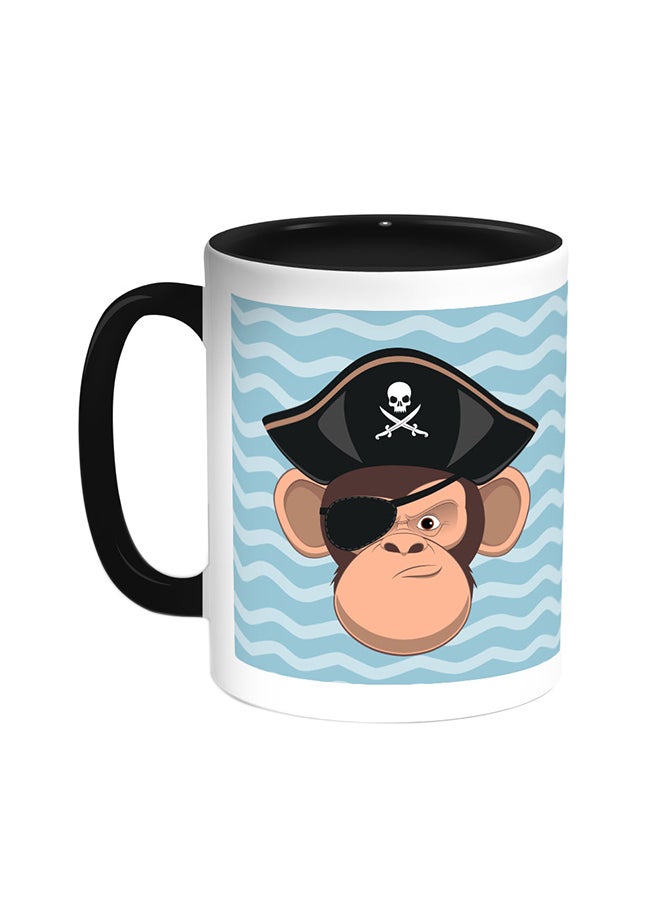 Decalac Monkey Pirate Printed Coffee Mug Black/White 