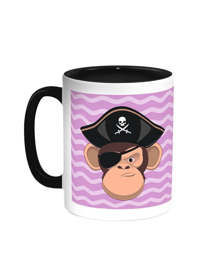 Decalac Monkey Pirate Printed Coffee Mug Black/White 