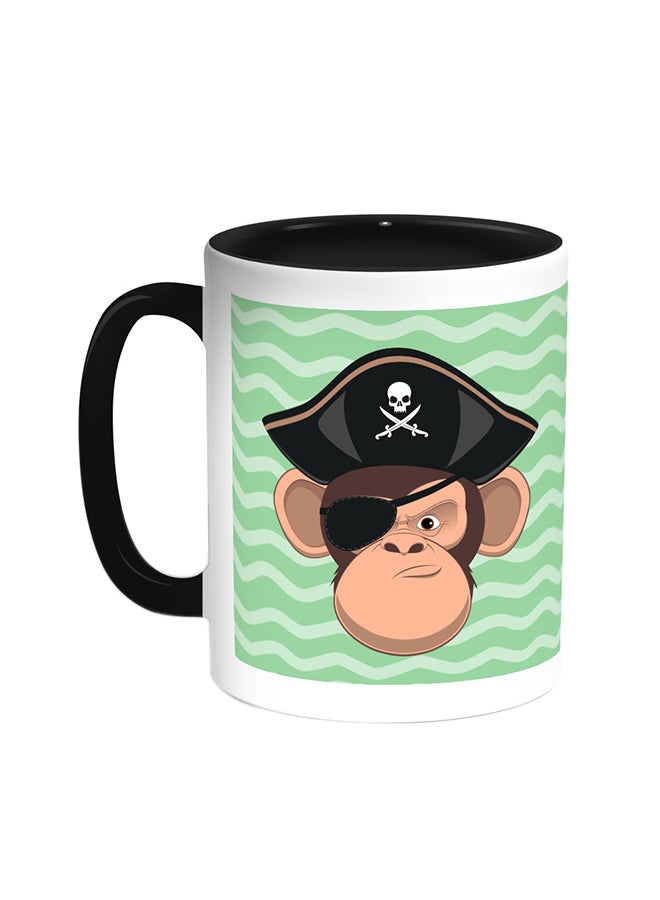 Decalac Monkey Pirate Printed Coffee Mug Black/White 