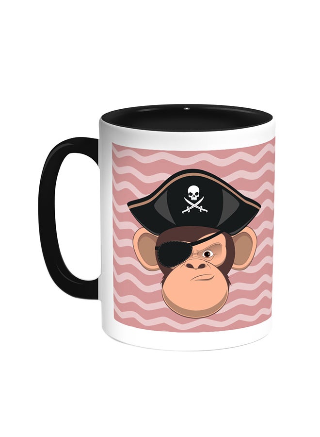 Decalac Monkey Pirate Printed Coffee Mug Black/White 