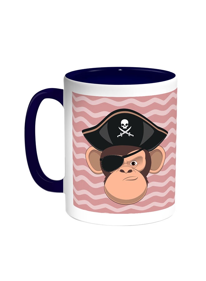 قدح قهوة - القرد القرصان أزرق/ أبيض