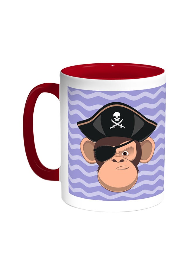 قدح قهوة - القرد القرصان أحمر/أبيض