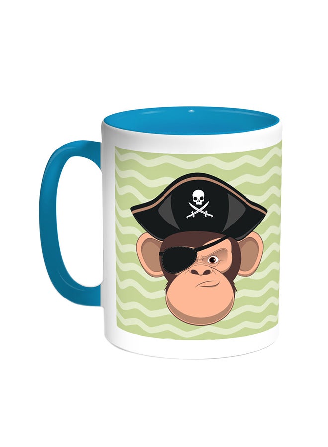 قدح قهوة - القرد القرصان تركواز/أبيض