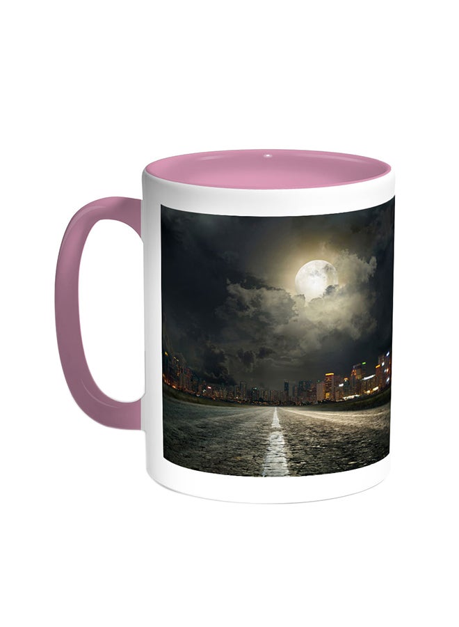 Decalac Moon Light Printed Coffee Mug Pink/White