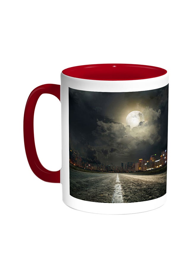 Decalac Moon Light Printed Coffee Mug Red/White