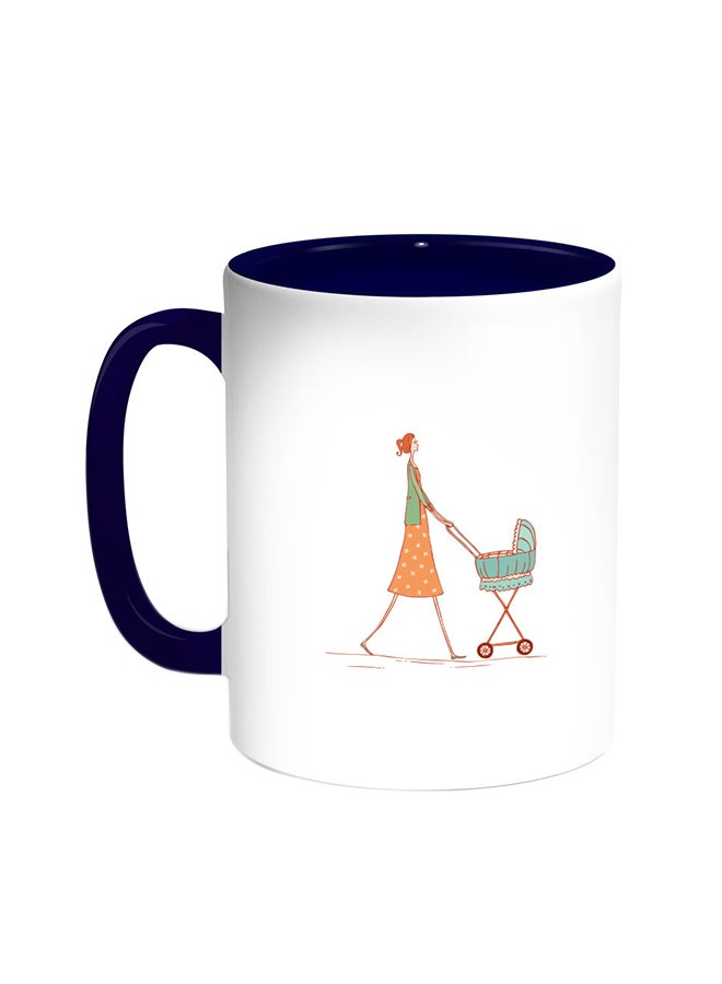 Mother And Child Printed Coffee Mug Blue/White