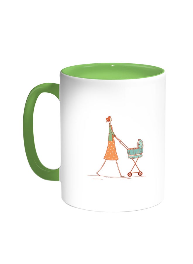 Decalac Mother And Child Printed Coffee Mug Green/White