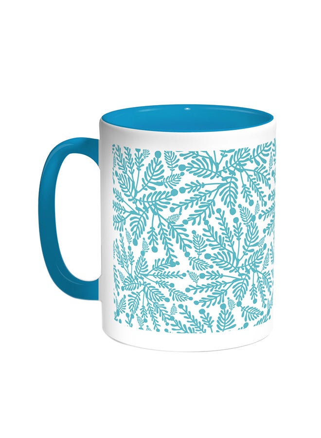 Decalac Motifs Printed Coffee Mug Turquoise/White