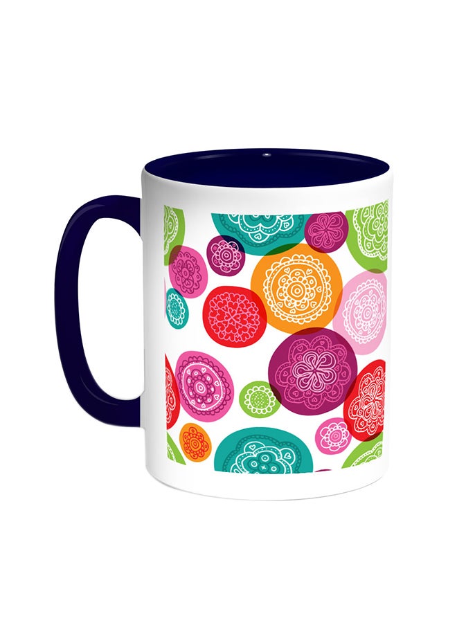 Decalac Motifs Circles Printed Coffee Mug Blue/White