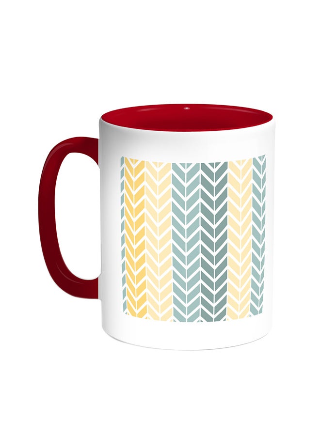 ديكالاك قدح قهوة - زخارف أحمر/أبيض