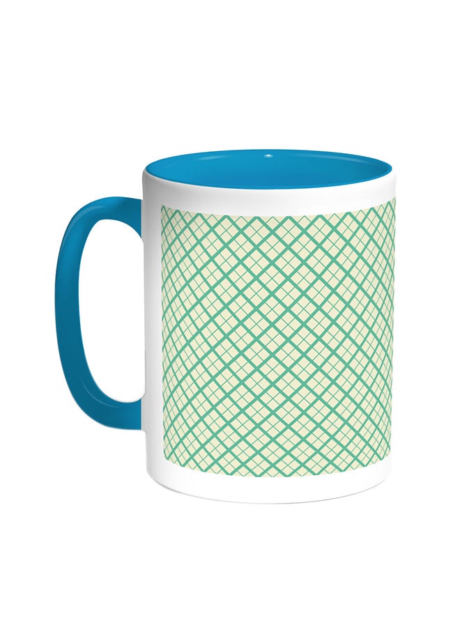 Motifs Printed Coffee Mug Turquoise/White