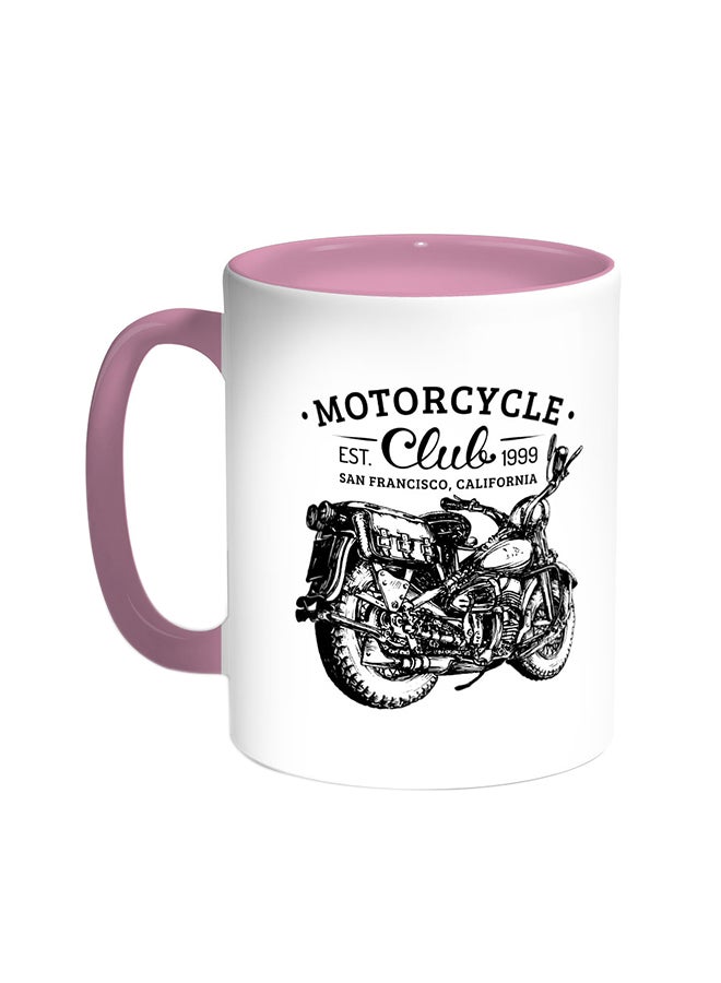 قدح قهوة - دراجة بخارية وردي/أبيض