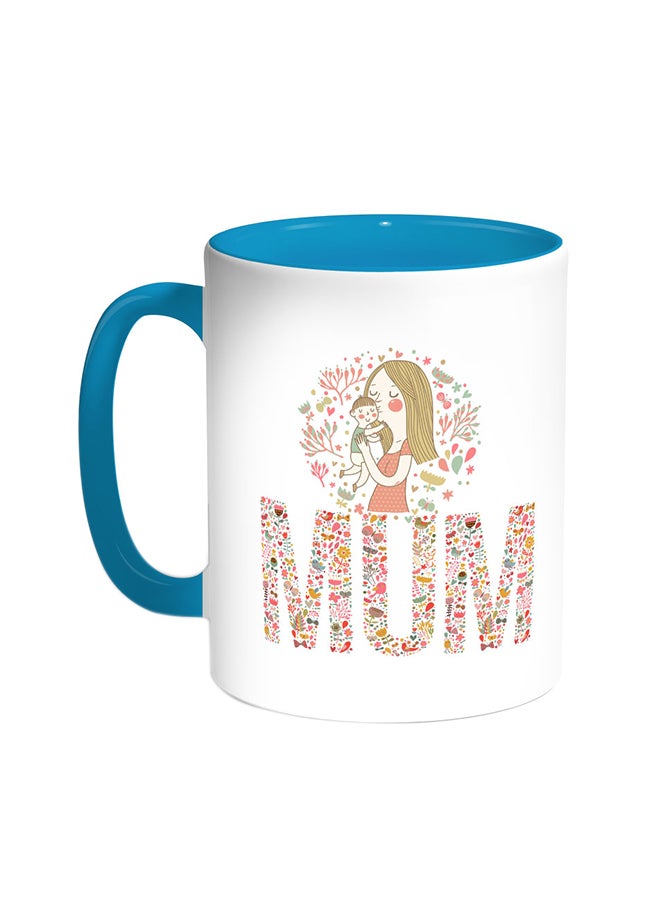 Mum Printed Coffee Mug Turquoise/White