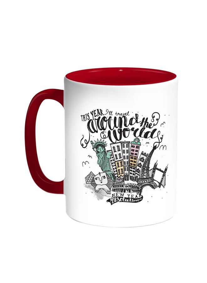 Decalac New Year Printed Coffee Mug Red/White