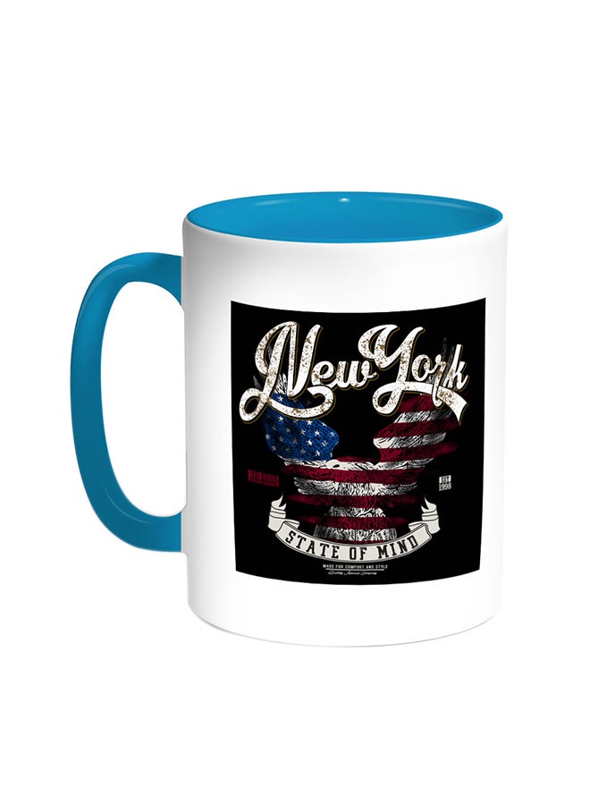 New York Printed Coffee Mug Turquoise/White