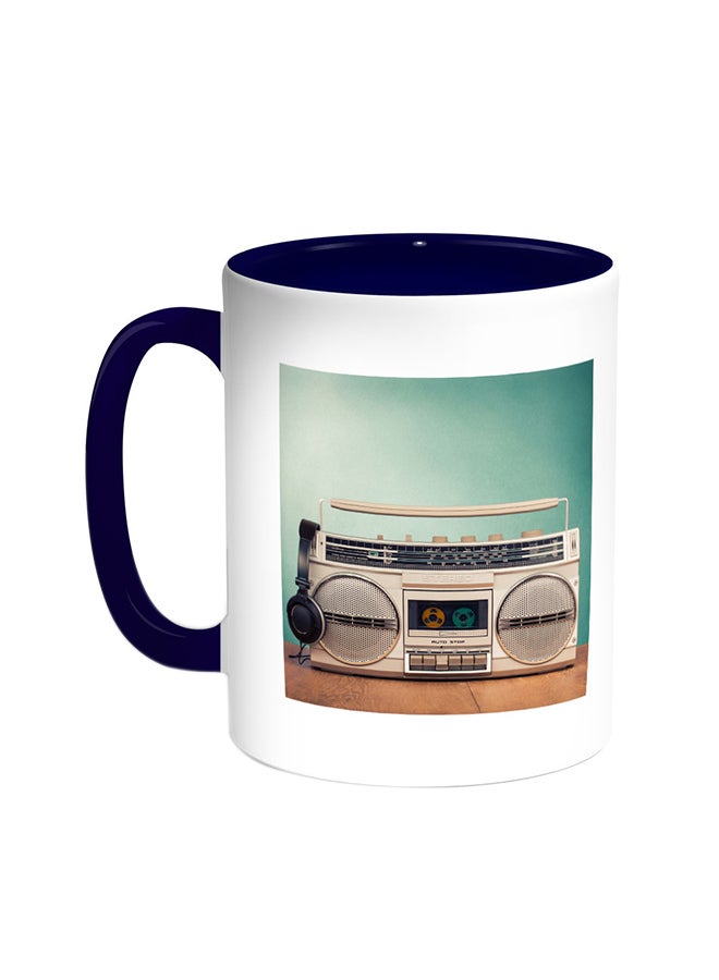 ديكالاك قدح قهوة - مسجل الكاسيت قديم الطراز أزرق/ أبيض