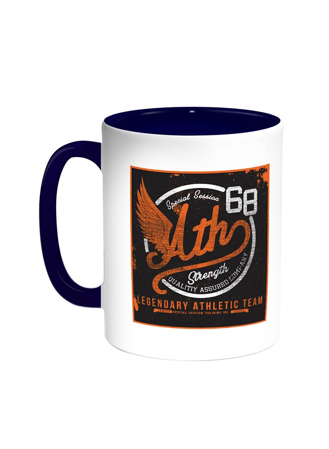 Old Slogans Printed Coffee Mug Blue/White