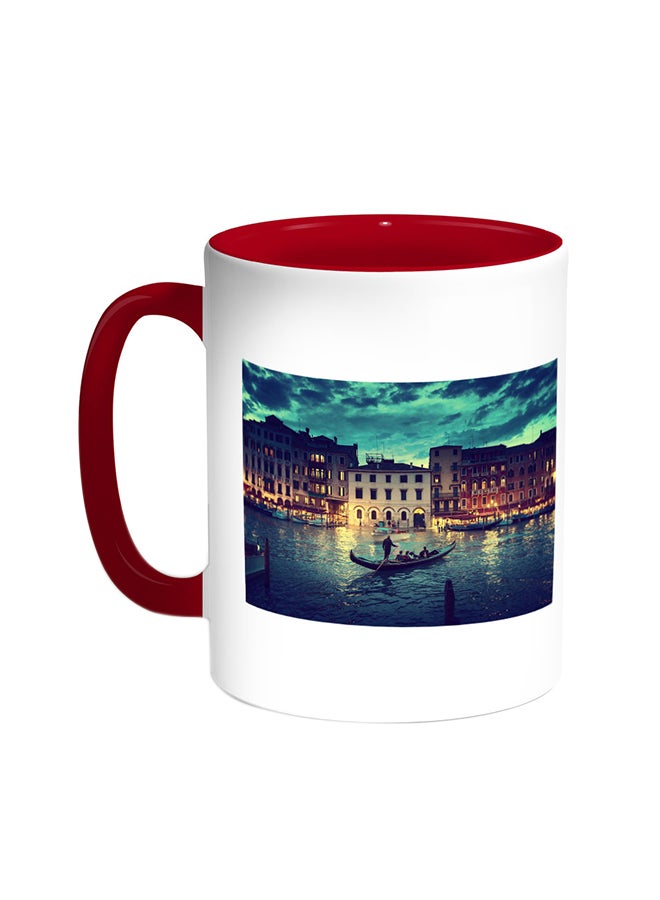 ديكالاك قدح قهوة بتصميم اللوحات- البندقية أحمر/أبيض