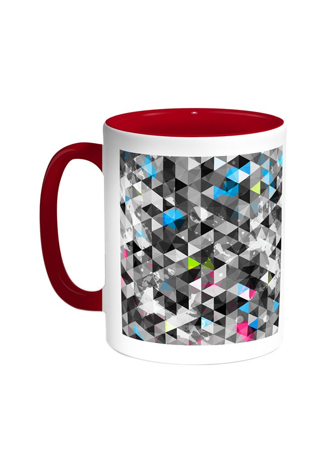 قدح قهوة - رسوم فنية أحمر/أبيض