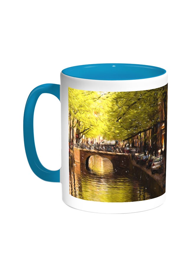 ديكالاك قدح قهوة - رسوم فنية تركواز/أبيض