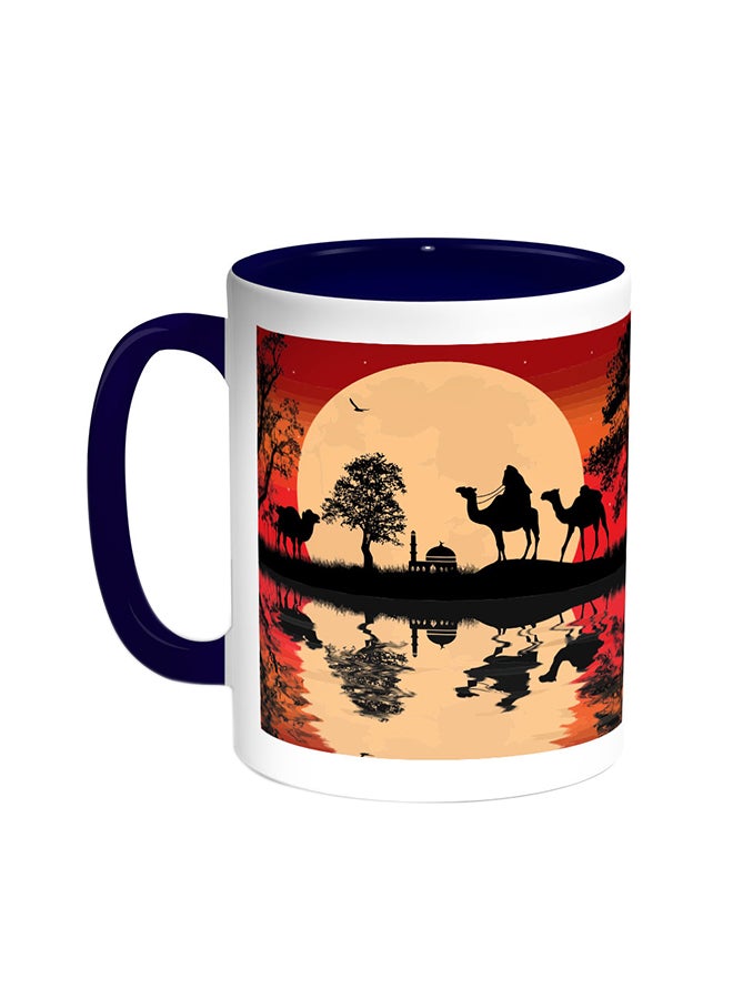 قدح قهوة بتصميم اللوحات أزرق/ أبيض