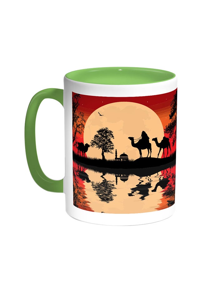 Painting Printed Coffee Mug Green/White