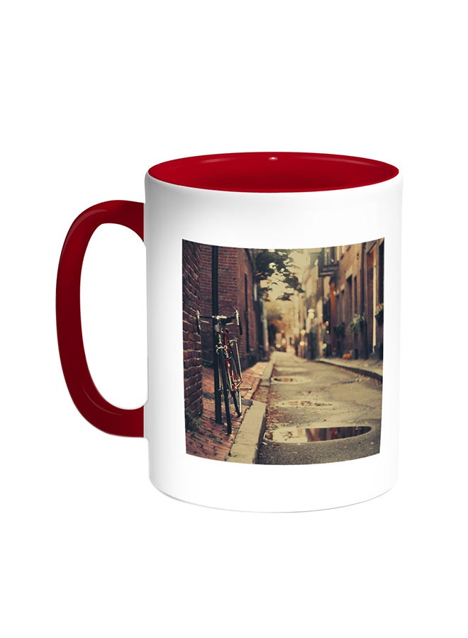 ديكالاك قدح قهوة بتصميم اللوحات أحمر/أبيض