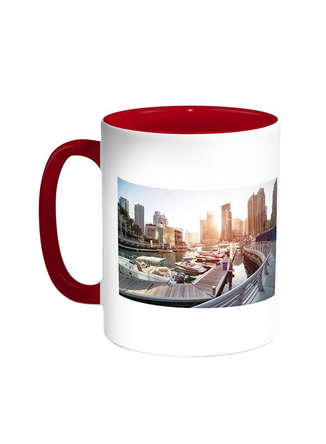 ديكالاك قدح قهوة بتصميم اللوحات أحمر/أبيض