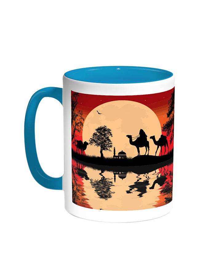 Painting Printed Coffee Mug Turquoise/White