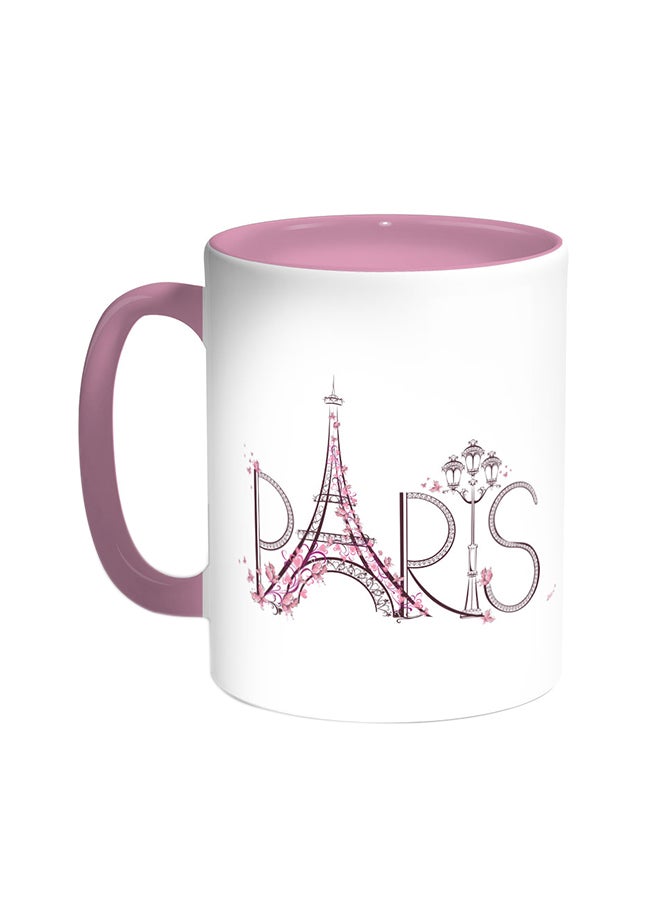 Paris - Eiffel Tower Printed Coffee Mug Pink/White