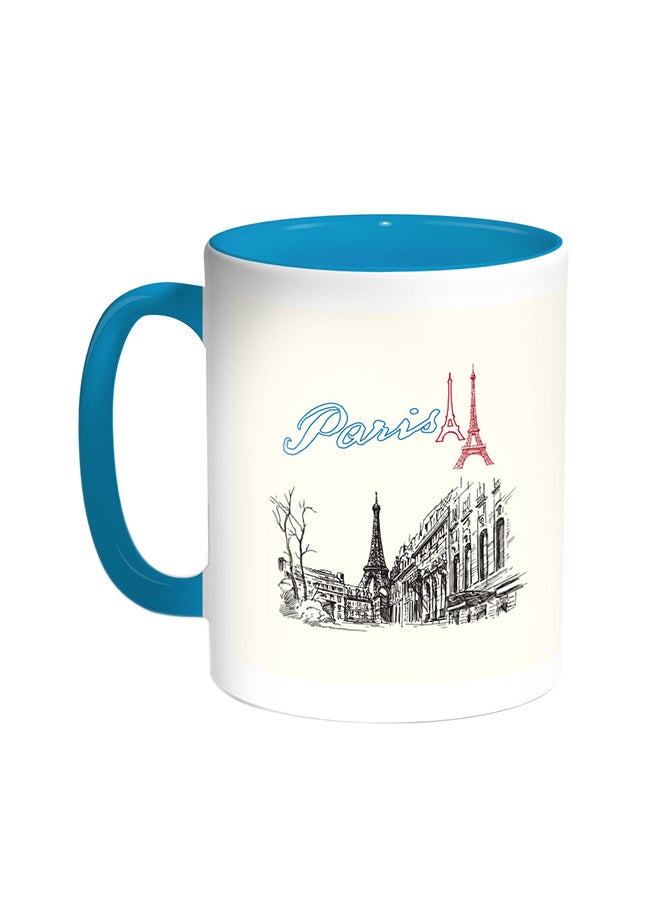 Decalac Paris - Eiffel Tower Printed Coffee Mug Turquoise/White