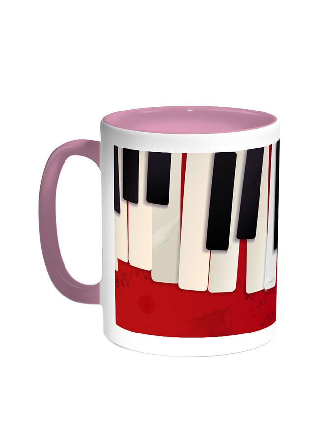 Decalac Piano Printed Coffee Mug Pink/White