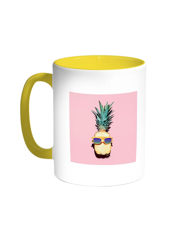ديكالاك قدح قهوة - أناناس أصفر/ابيض