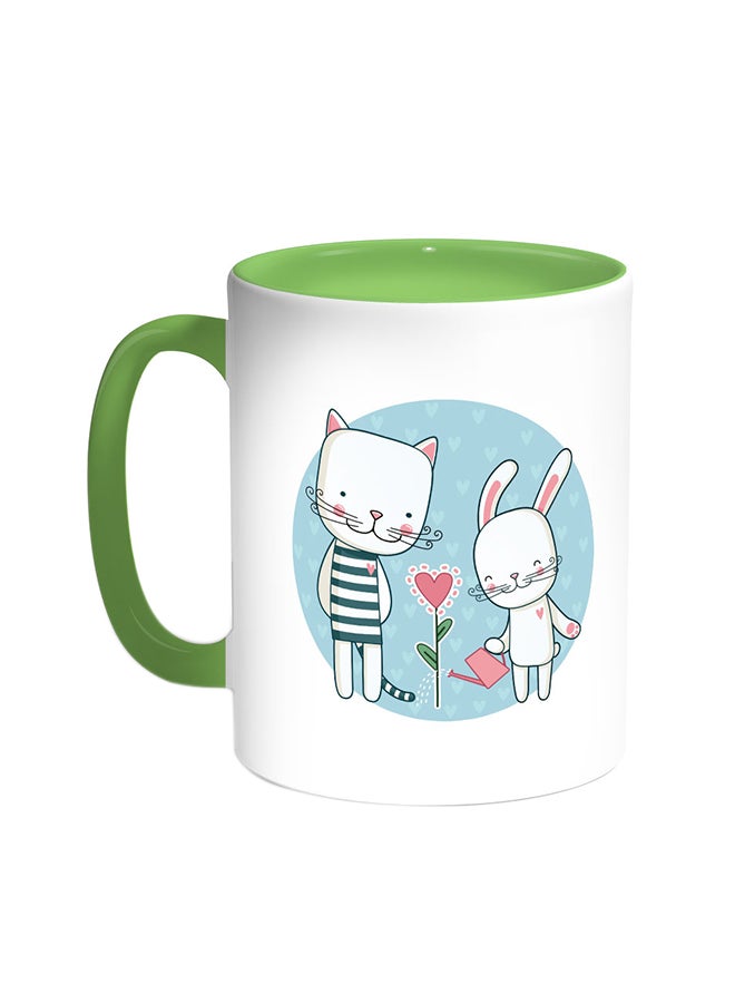 Decalac Plant Love Printed Coffee Mug Green/White 