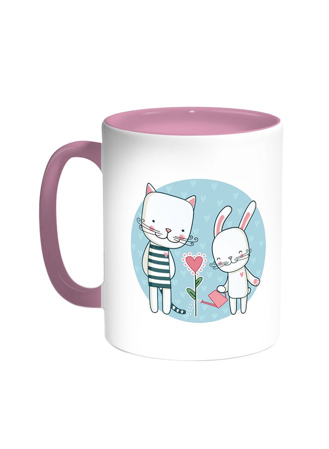 Decalac Plant Love Printed Coffee Mug Pink/White