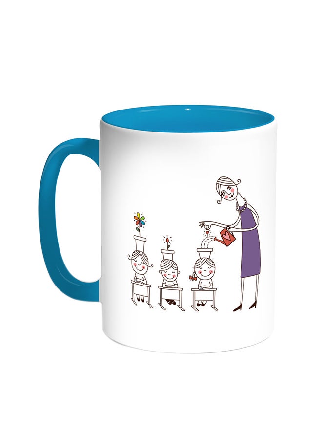 Decalac Plant The Seeds Of Love In Children Printed Coffee Mug Turquoise/White